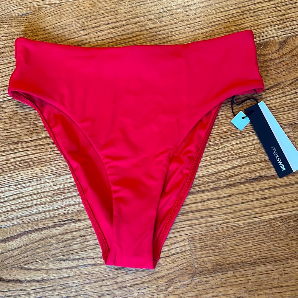 NWT max swim high rise red bikini bottom- small- Lex